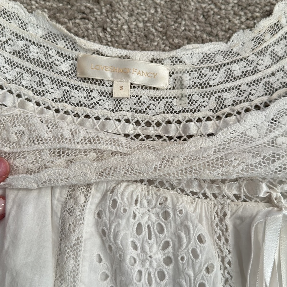 LoveShackFancy White Lace Trimmed Top - Picture 3 of 3
